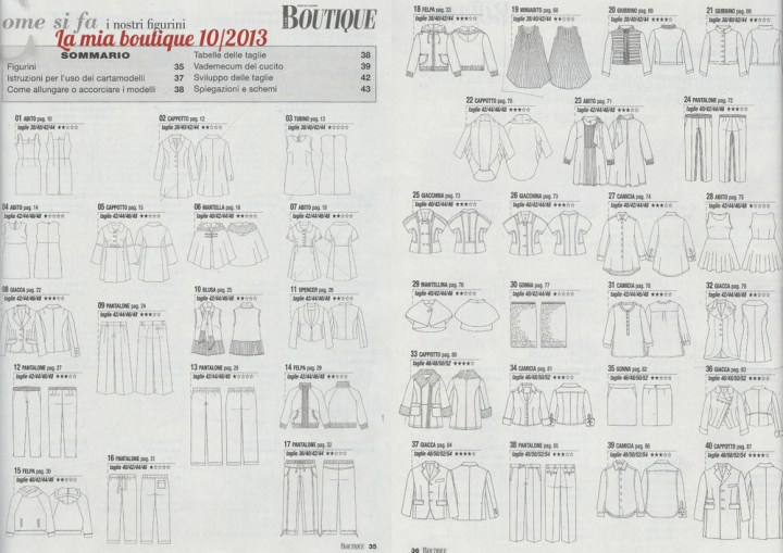 La mia boutique 10/2013 pattern list